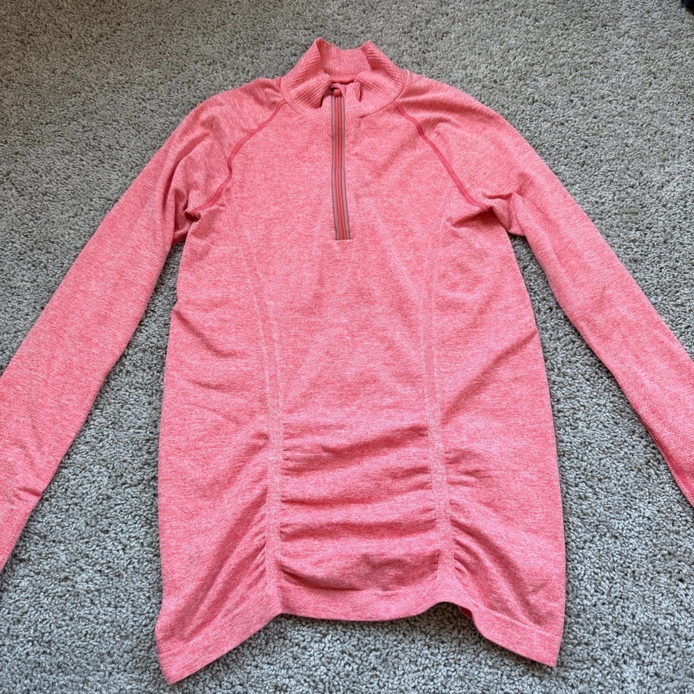 Athleta Fastest Track Half Zip Coral Peach Size Small